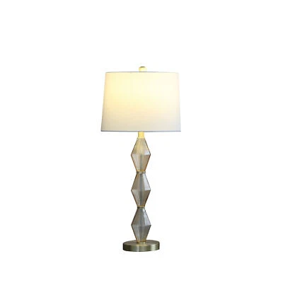30" Brushed Gold Geo Glass Table Lamp With Shade - Image 1 of 4