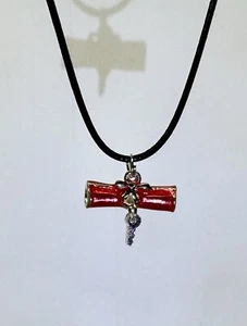 Graduate Diploma Scroll Pendant 925 Solid Sterling Silver Charm Enamel 5 Color - Picture 1 of 8