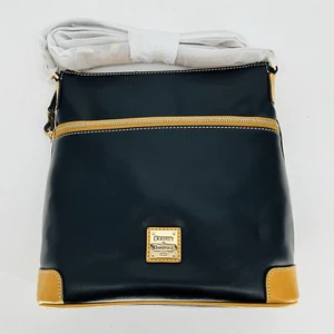 NWT Dooney & Bourke Smooth Leather Crossbody Bag Purse Black Tan BWXFD3264 BLBS - Picture 1 of 8
