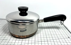 Vintage Revere Ware 1801 Kupfer plattiert 1 Quart Kochtopf mit Deckel 84 Clinton USA - Bild 1 von 9