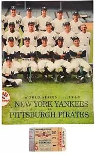 1960 World Series Unscored Program NY Yankees Pittsburgh Pirates & Game 5 Ticket - Picture 1 of 14
