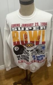 Vintage 1996 Super Bowl XXX Pitt. Steelers Vs Dallas Cowboys Sweatshirt Mens L