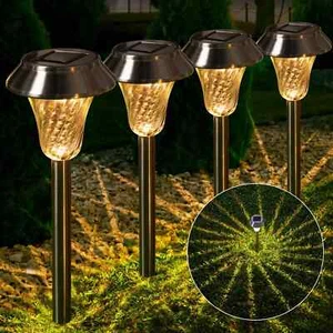 8 pack Solar Path Light with Large Solar Panel, Glass Lens, Metal Ground Stake - Picture 1 of 7