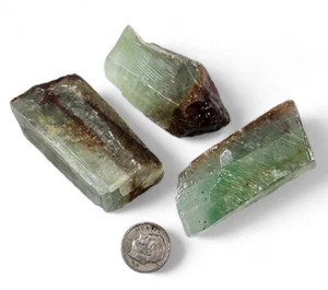 Calcite Crystal Emerald Green Natural Specimens Mexico 160 grams. 3 Piece Lot - Picture 1 of 2