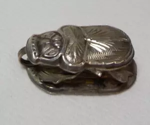 VINTAGE 800 SILVER SCARAB BEETLE EGYPTAIN LARGE 3D NECKLACE PENDANT - Picture 1 of 13
