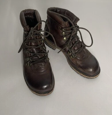 Винтажные туфли компании шнурует вверх коричневый кожаный ботинок женщин 7 низкий каблук - Изображение 1 из 4