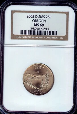 2005-D SMS OREGON State Territorial Quarter MS69 by NGC - Image 1 of 3