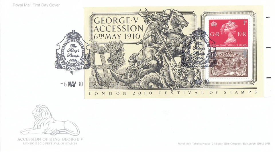George V Accession EX PRESS SHEET minisheet GB FDC London 2009 (131725) - Image 1 of 1