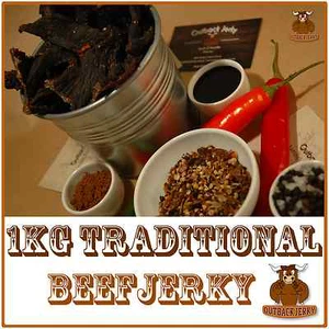 BEEF JERKY TRADITIONAL 1KG Hi PROTEIN LOW CARBOHYDRATE PRESERVATIVE FREE SNACK - Picture 1 of 1
