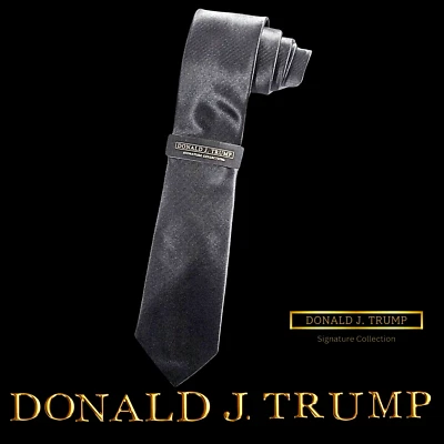 Corbata President negra lisa acanalada nueva con etiquetas Donald Trump Signature Collection Foto 1 de 4