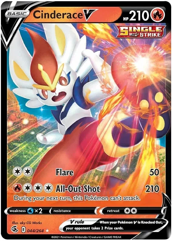 Cinderace V Holo Ultra Rare Pokemon Fusion Strike Card 044/264 - Image 1 of 1