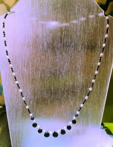 Spinell Perlen Collier Black and White - Bild 1 von 3
