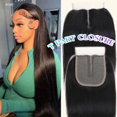 Hair Closure Swiss Lace Brazilian Indian Virgin Human Hair Middle T-part 4*4 UK