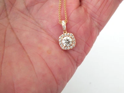 CADENA Y COLGANTE ESPIGA ORO ROSA 14K 18"" CERTIFICADO GIA CON DIAMANTES venta al por menor $2180 Foto 1 de 4