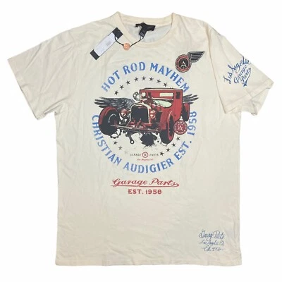 Christian Audigier футболка гараж запчасти 1958 Hot Rod Mayhem мужской - Sz XXL новый с Ярлыками - Изображение 1 из 4