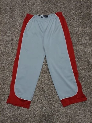 Antiga Calça Starter Track L Cinza Colorblock Zíper Tornozelo Cordão Basquete LEIA - Imagem 1 de 4