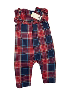 NWT Tea Collection Girls 12-18 Month Red Matsuri Plaid Holiday Ruffle Romper - Picture 1 of 8