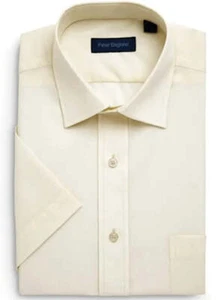 Peter England Mens Short Sleeve Formal Shirt Regular Fit - Ecru Off White - Picture 1 of 6