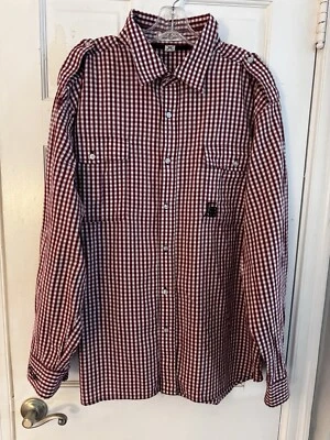 Artful Dodger Shirt Men's Sz 3X Red Gingham Plaid Wings Lightning Anvil FALL - Image 1 of 4