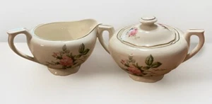 Canonsburg China, The Hallmark Rose Bouquet, Creamer & Sugar Bowl, 22K Gold, 2pc - Picture 1 of 24