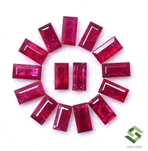 4x2 mm Natural Ruby Baguette Cut Lot 15 Pcs 2.37 CTS Calibrated Loose Gemstones - Picture 1 of 5