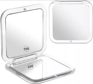 Mirrorvana Small Travel Makeup Mirror with 15X and 1X Magnification - Compact - Picture 1 of 4