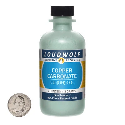 LOUDWOLF INDUSTRIAL & SCIENTIFIC Copper Carbonate / 4 Ounce Bottle / 98% Pure Reagent Grade / Fine Powder / USA