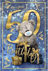 Me to You Bear 3D Holographic 50th Birthday Card - Picture 1 of 2