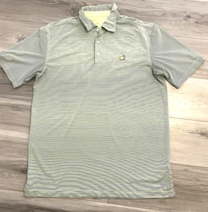 Masters Tech Polo Mens Large Green Striped Golf Polo Augusta National Logo - Picture 1 of 4