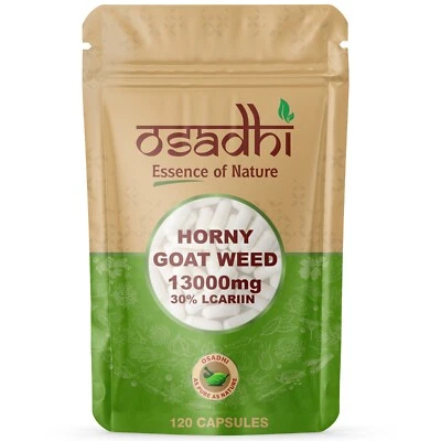 OSADHI Horny Goat Weed 120 Capsules 13,000mg Per Cap 30% Lcariin Male Libido Boost