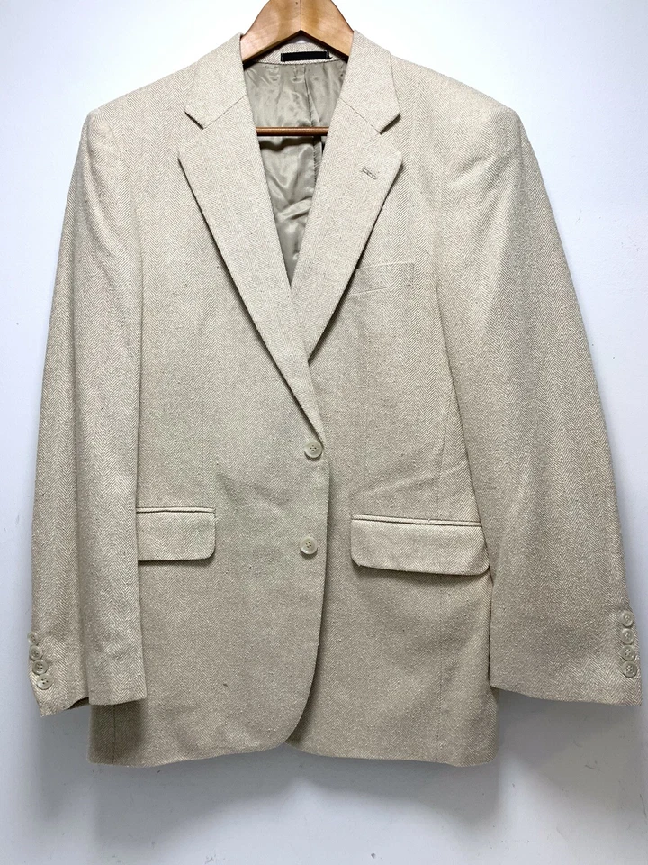 39R CLUB ROOM 100% Seda OLD MONEY BLAZER Abrigo Deportivo Chaqueta BLANCO ROTO RARO LUJO Foto 1 de 4