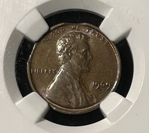 1969 S 1C TRIPLE CURVED CLIPS MINT ERROR AU DETAILS ENVIRONMENTAL DAMAGE PENNY Cover
