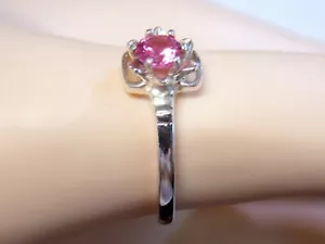 Pink Lab Sapphire Size 9 Ring 925 Sterling Silver USA Made 0.55ct - Picture 1 of 6