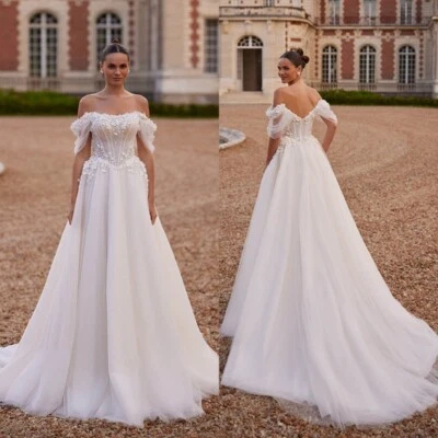 Boho Brautkleid Hochzeitskleid A-Linie Ärmellos Weiß Ivory Maßgeschneider - Bild 1 von 4