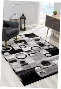 Montage Modern Geometric Checkered Black Grey Indoor Area Rug for Living - Picture 1 of 8