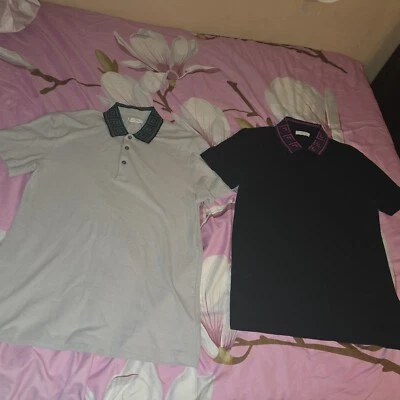 Versace коллекции Greca воротник рубашки-поло лот из 2 средний серый/зеленый черный/розовый - Изображение 1 из 4