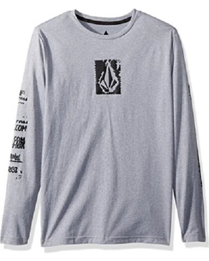 Volcom Big Boys Youth S Small Long Sleeve UV Rash Guard Gray Lido Pixel Heather - Image 1 of 1