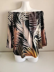 Witchery Size XS Fern Print Off Shoulder Short Balloon Sleeve AU8 X Small - Picture 1 of 8
