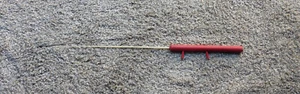 VINTAGE RED WOODEN ICE FISHING POLE ROD 25" LONG ~ LINE WINDER PEGS FISH CRAPPIE - Picture 1 of 5