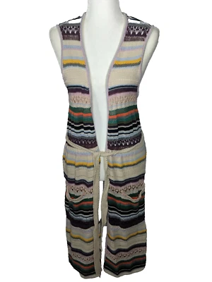 Maxi Cárdigan Democracy Mujer M Hippie Vaquera Occidental Festival Tribal Boho Foto 1 de 4