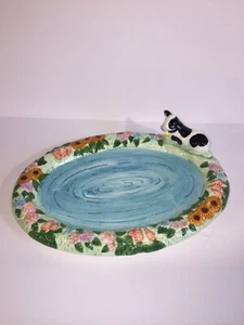 1994 Mercuries Springtime Bunny Serving Dish With Black And White Cow - Picture 1 of 7