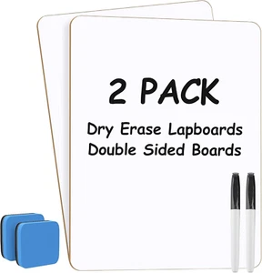 Small White Board 2 Pack Dry Erase Boards, 9''X 12'' Mini White Board Double Sid - Picture 1 of 12