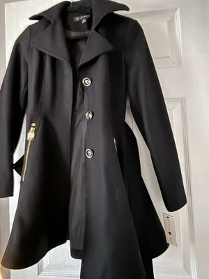 Inc International Concepts女式长款风衣XS黑色 — 第 1/4 张图片