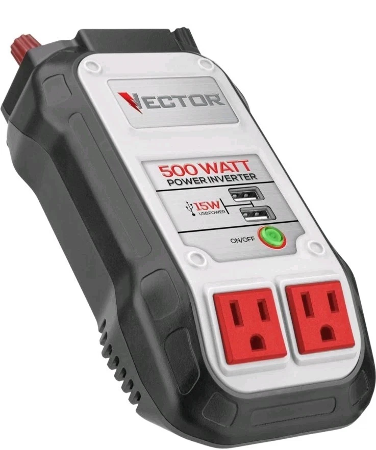 VECTOR 500 Watt Power Inverter, Dual Power Inverter, Two USB Charging Ports - Image 1 of 4