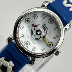EIKON Watch Kids 3D Raised Soccer Blue Band Ball Turning Dial NEW BATTERY 6.5" - Picture 1 of 10