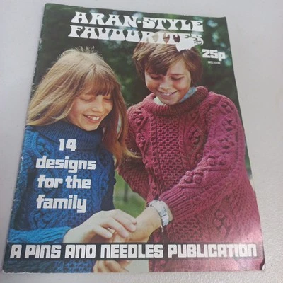 😇 Aran Style Favourites Vintage 14 Designs Family Knitting Pattern Book 32 Pp  - image 1 of 4