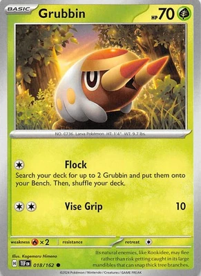 Grubbin 018/162 SV05 Temporal Forces Pokemon 009080 - Image 1 of 2