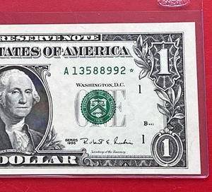 1995 STAR NOTE $1 Dollar Bill ( BOSTON A ) UNCIRCULATED - Picture 1 of 3
