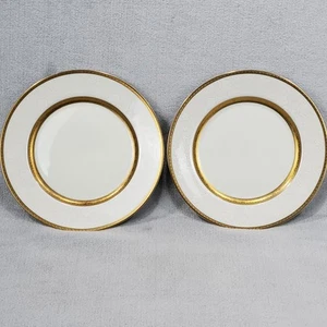 2er Set Mikasa Fine China 7,5" Salatteller L5531 Antik Spitze Goldrand EUC - Bild 1 von 8