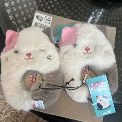 全新带盒 Squishmallows 儿童拖鞋 学步儿童鞋 可爱猫小猫 尺寸 9/10 — 第 1/3 张图片